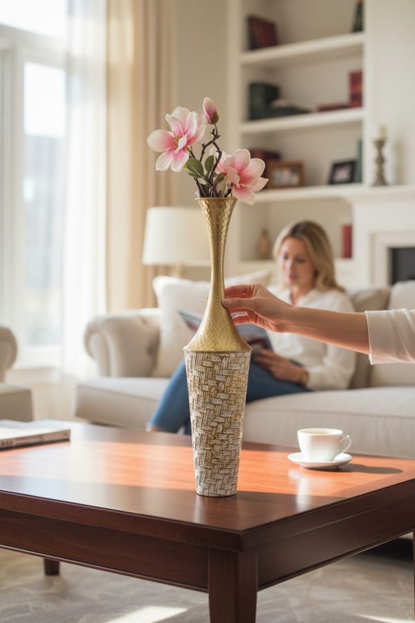 Florero Metálico Dorado Deluxe – 70 cm