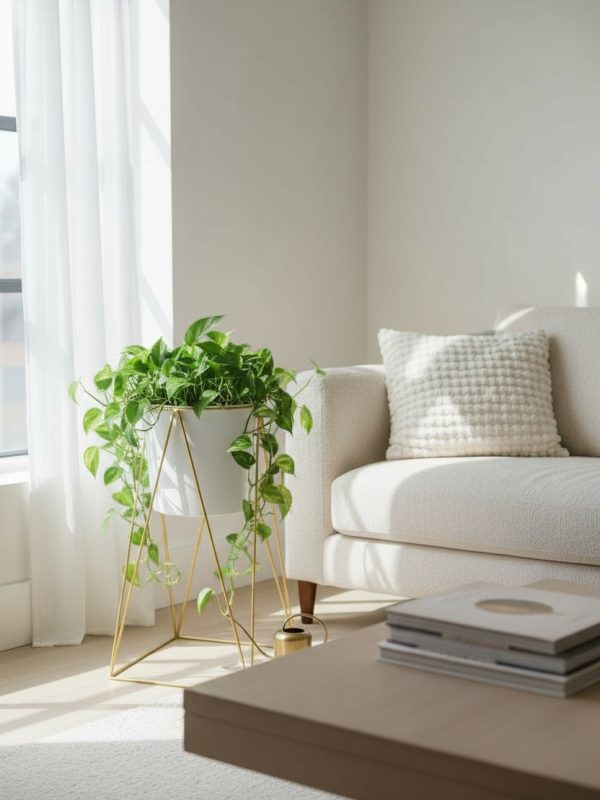 Porta Macetero Metálico Blanco 50 cm