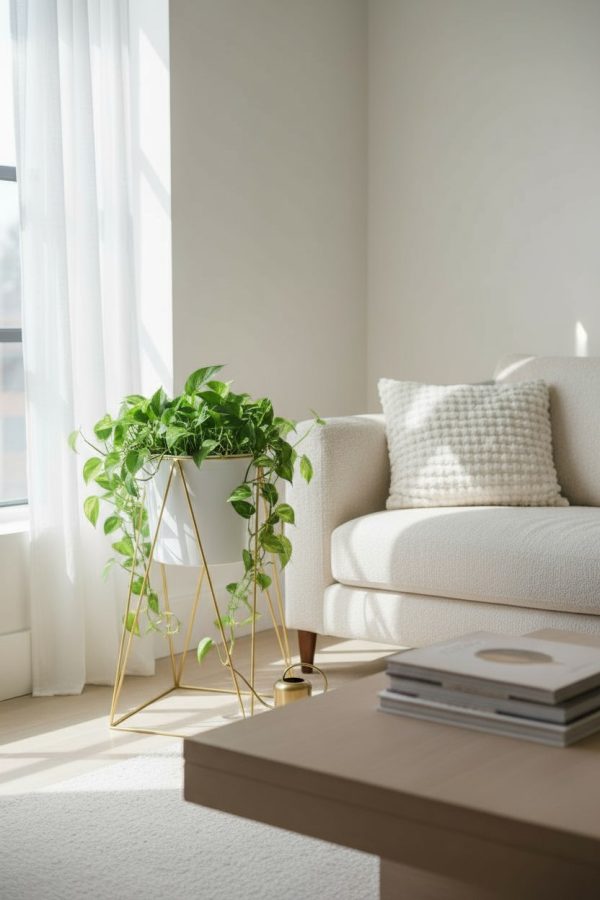 Porta Macetero Metálico Blanco 50 cm