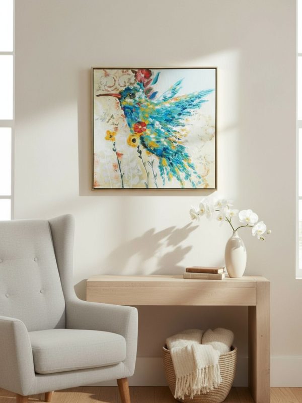 lifestyle-shot-141a65e1-9fc2-414c-be0c-9a1f6f393f61 Cuadro Colibrí Colorido 60×60 cm