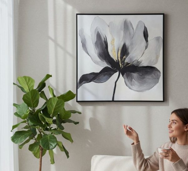 Cuadro Flor Negra Elegante 60×60 cm