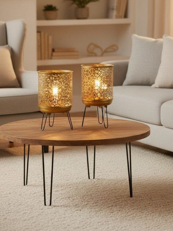 Set de 2 Maceteros Dorados con Patas Negras