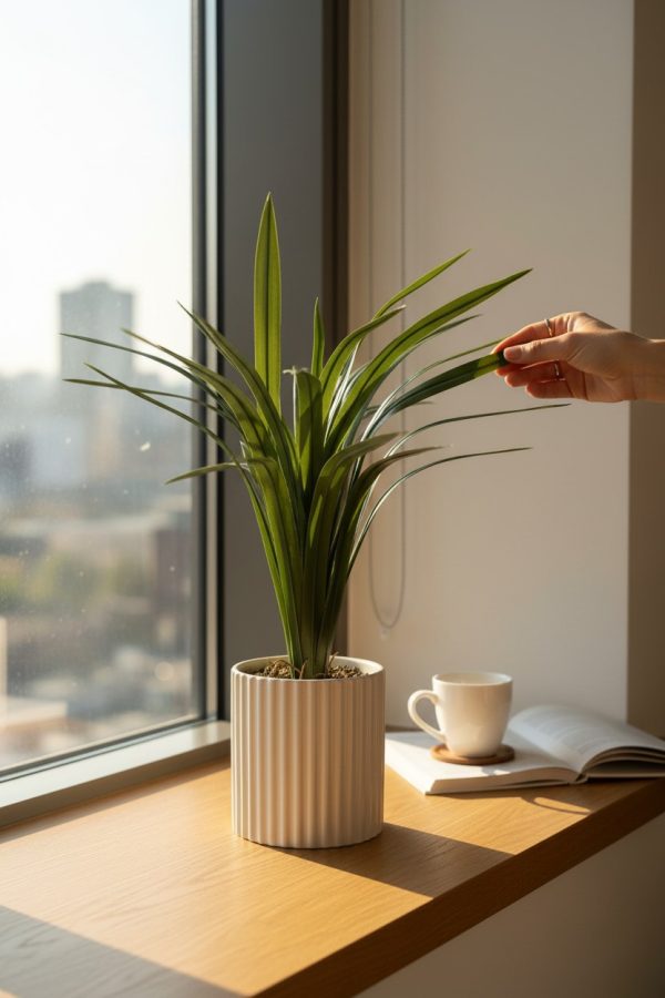 Planta Artificial Frondosa con Macetero Blanco – 35 cm