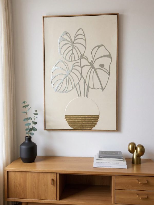 Cuadro Monstera Neutro 90×60 cm