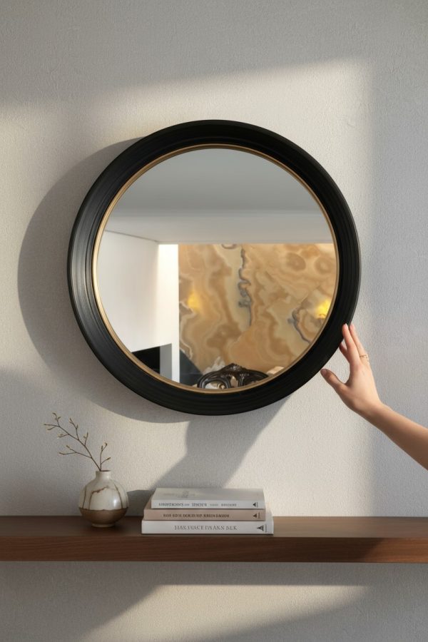 Espejo Redondo Marco Black 61 cm