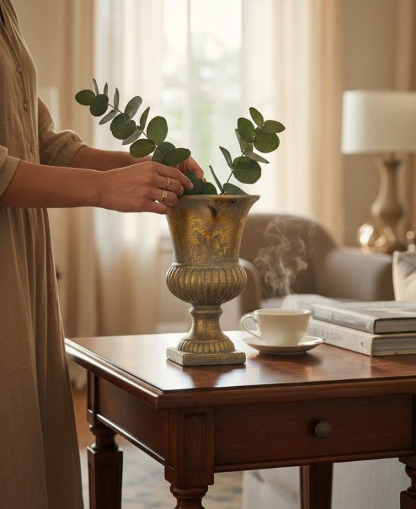 Florero Clásico Dorado Envejecido S