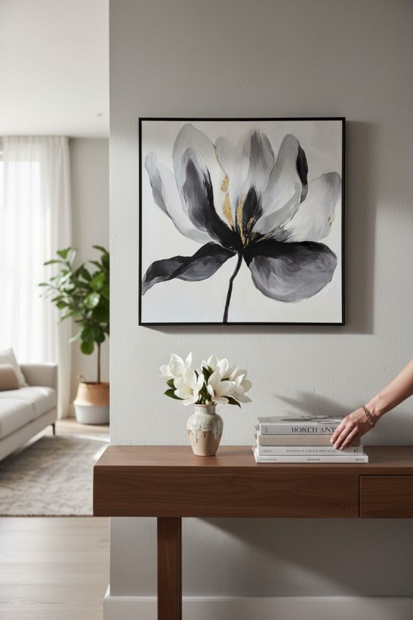 Cuadro Flor Negra Elegante 60×60 cm