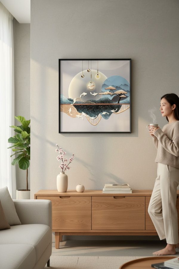 Cuadro Paisaje Minimalista Lunar – Arte Moderno 60×60 cm