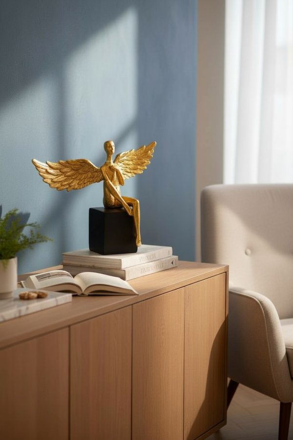 Escultura Ángel Dorado Sentado 28x20 cm