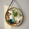 Espejo Redondo Dorado con Cuerda – 51,5 cm