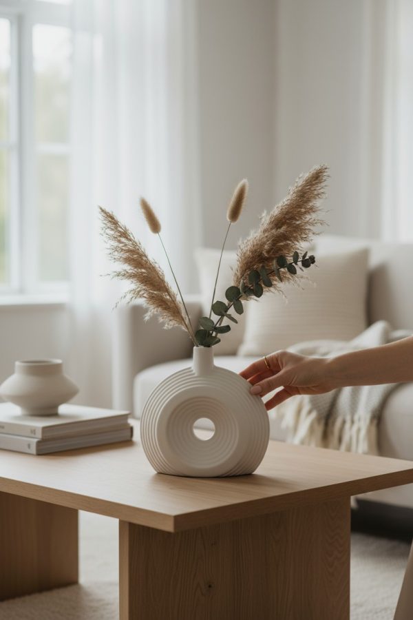 Florero de Cerámica Blanco 22×22 cm