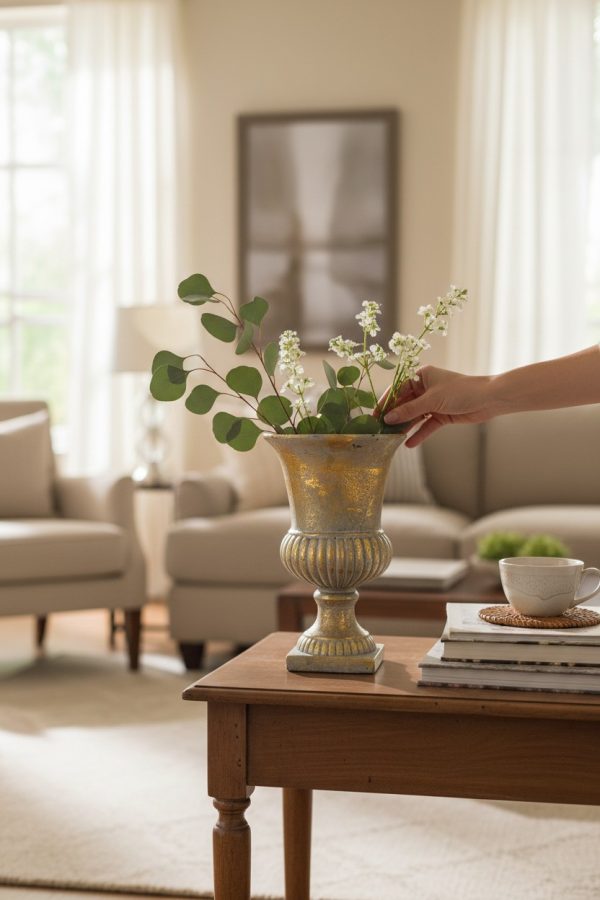 Florero Clásico Dorado Envejecido S