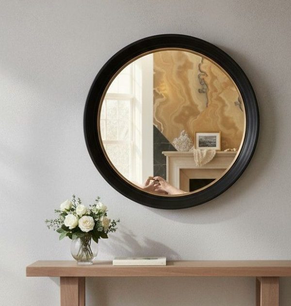 Espejo Redondo Marco Black 61 cm