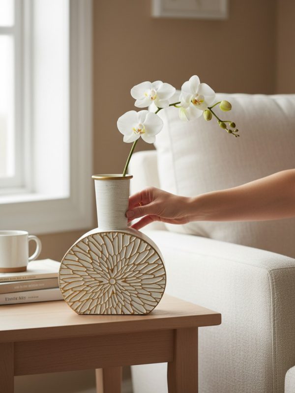 lifestyle-shot-6631dffb-7747-491d-b35c-5b7eaaae8db1 Florero Metálico Blanco Líneas Doradas – 35 cm