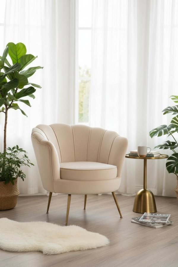 Poltrona Concha Beige - Estilo Moderno y Cálido