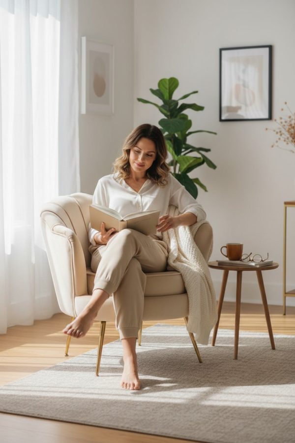 Poltrona Concha Beige - Estilo Moderno y Cálido