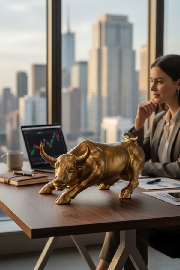 Toro Decorativo Dorado en Polyresina