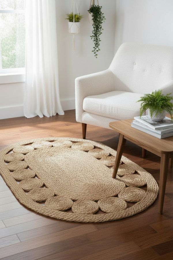 Alfombra de Yute Ovalada 120×80 cm