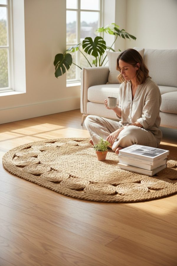 Alfombra de Yute Ovalada 120×80 cm