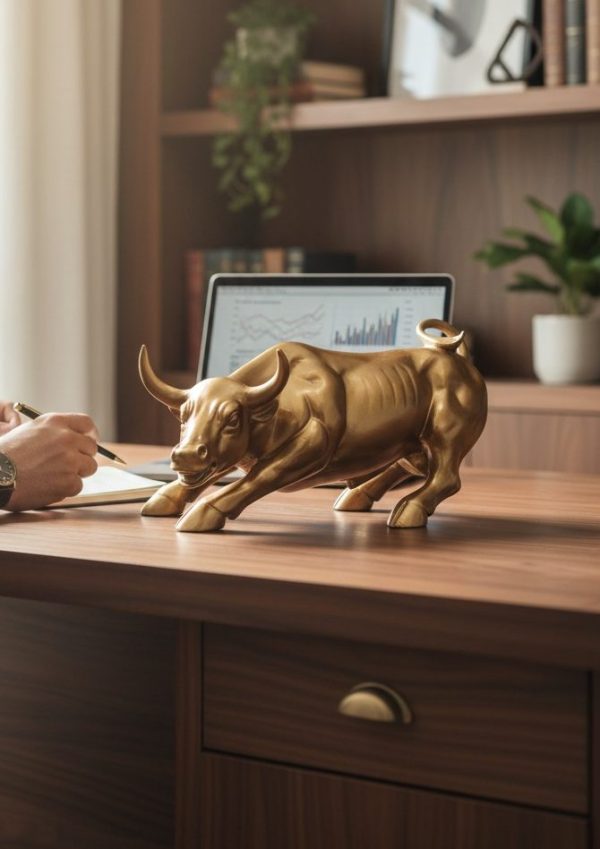 Toro Decorativo Dorado en Polyresina