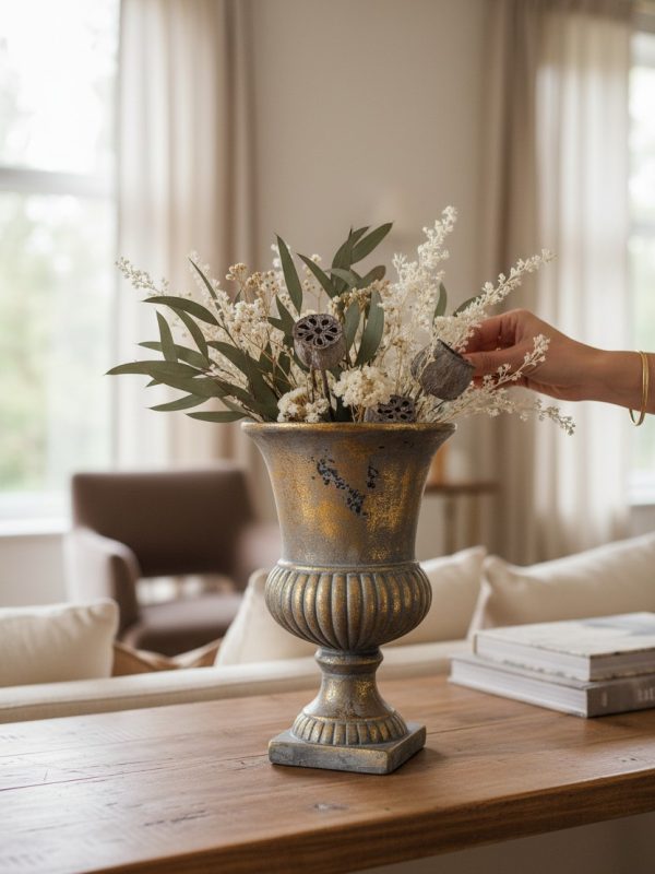 Florero Clásico Dorado Envejecido