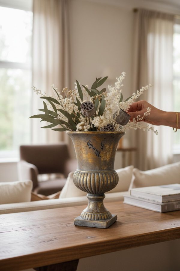 Florero Clásico Dorado Envejecido
