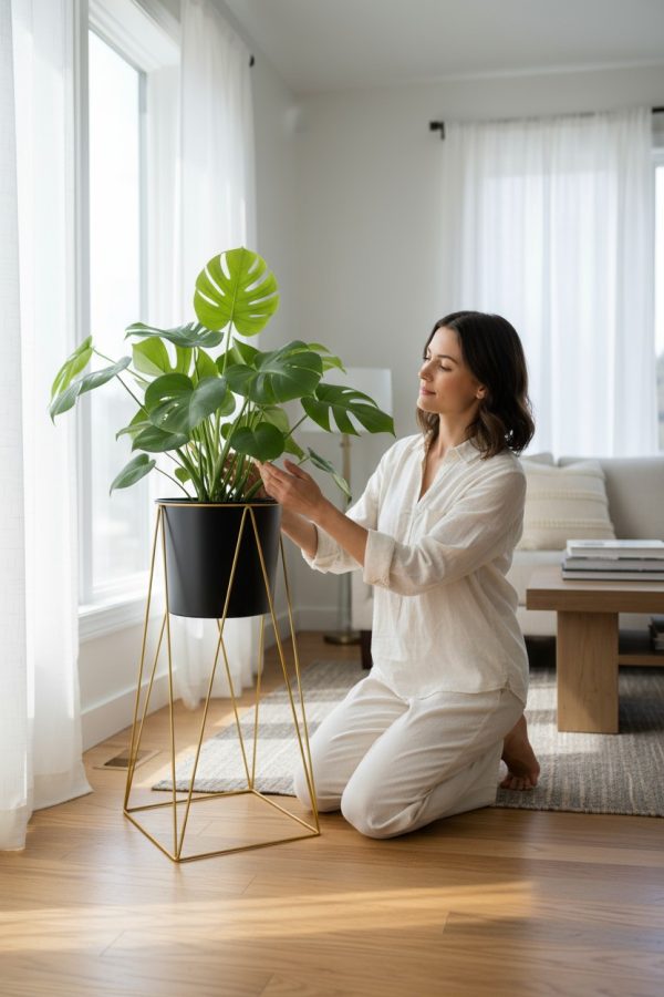 Soporte de Macetero Negro 70 cm