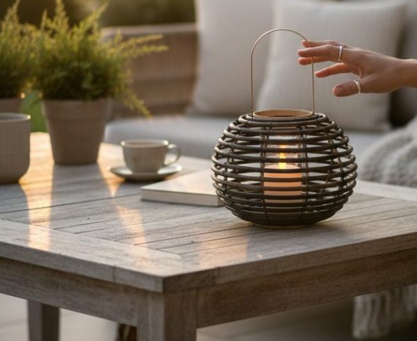 Farol Porta Vela con Manilla 21.5 cm