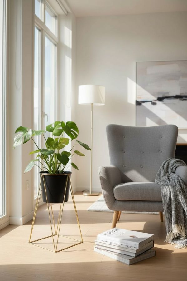 Porta Macetero Metálico Negro 50 cm