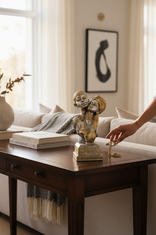 Pareja África Plateada & Dorada – 23 cm