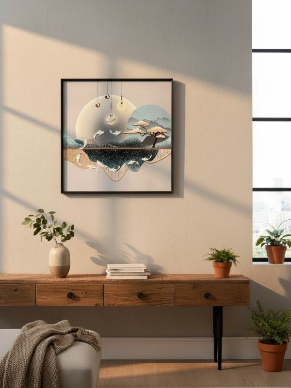 Cuadro Paisaje Minimalista Lunar – Arte Moderno 60×60 cm