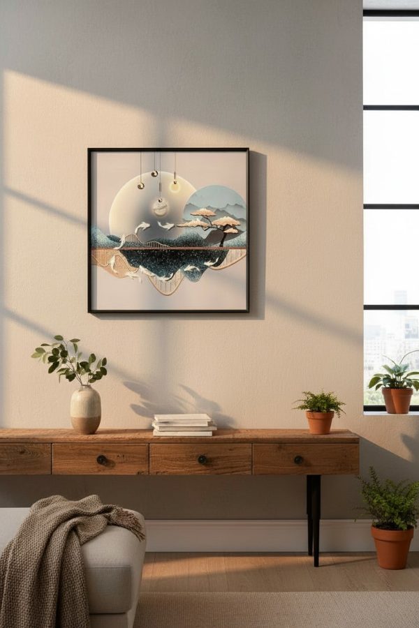 Cuadro Paisaje Minimalista Lunar – Arte Moderno 60×60 cm