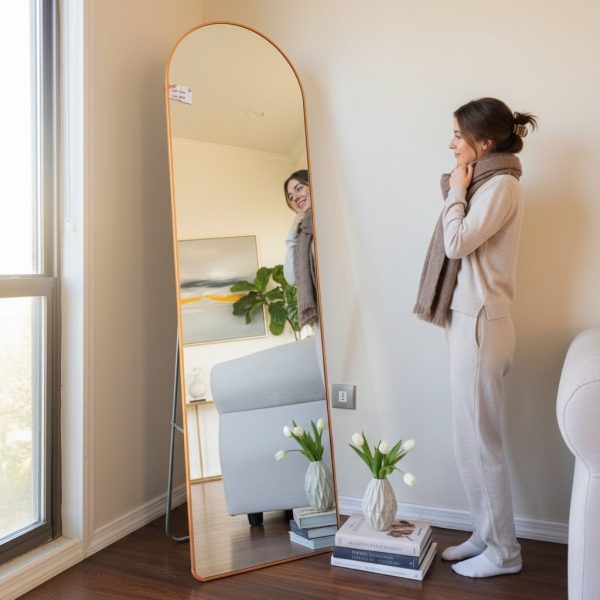 Espejo de cuerpo completo dorado 152x42 cm