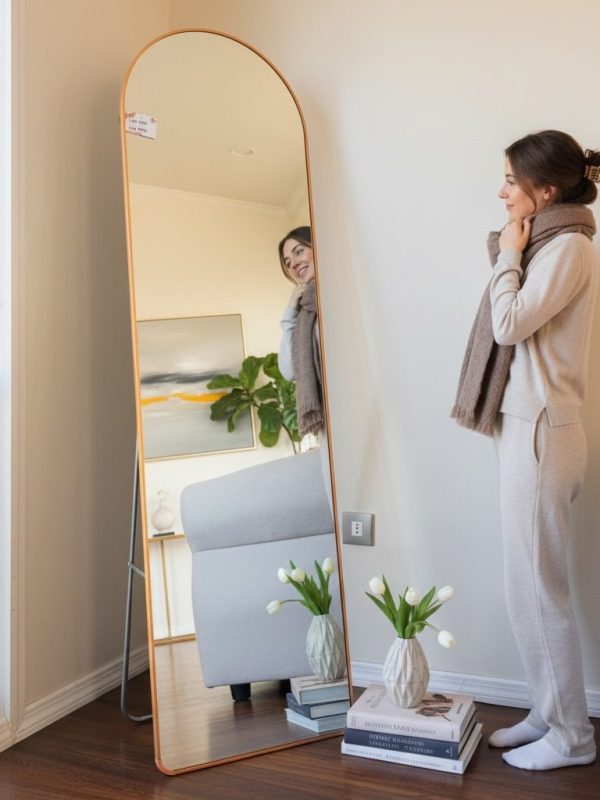 Espejo de cuerpo completo dorado 152x42 cm